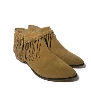 Aldo Tan Suede Fringe Bootie 8